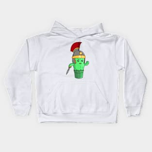 Cartoon cactus legionnaire. Kids Hoodie